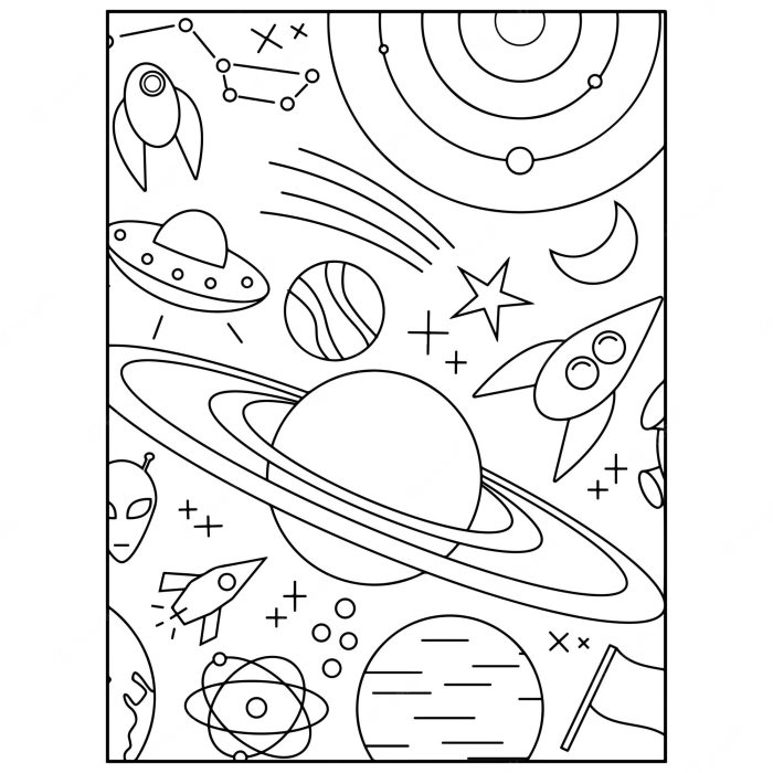 Space coloring sheets for kids