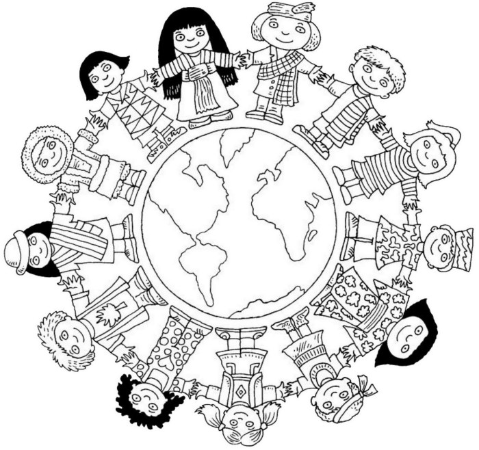 Diversity coloring pages for kids