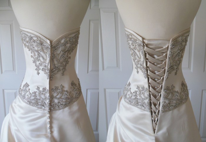 Adding a corset back to wedding dress