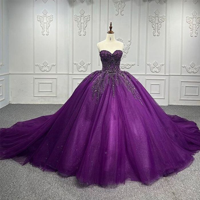 Women purple wedding dress